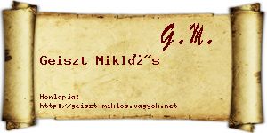 Geiszt Miklós névjegykártya